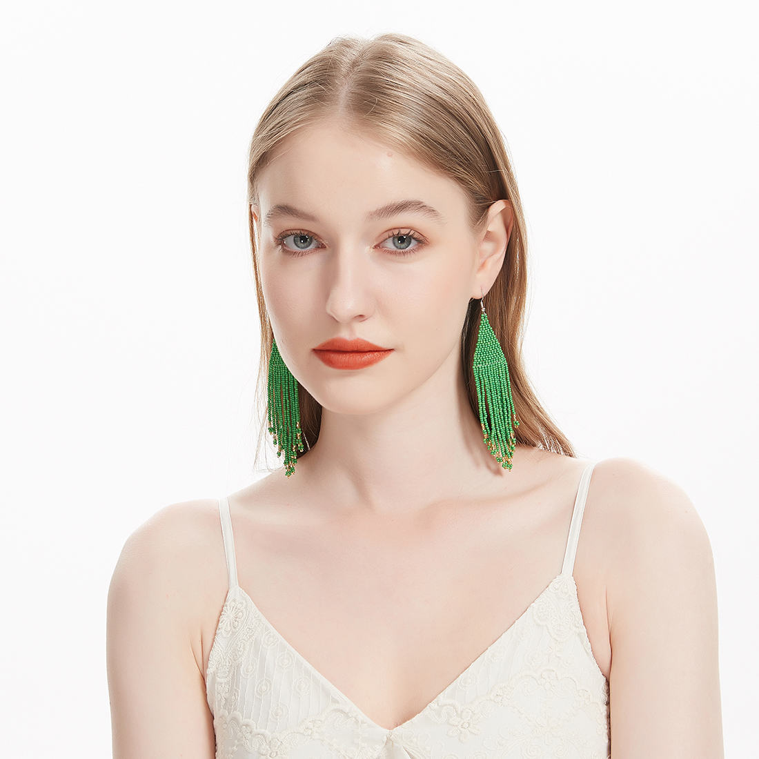 green beaded earrings (3)