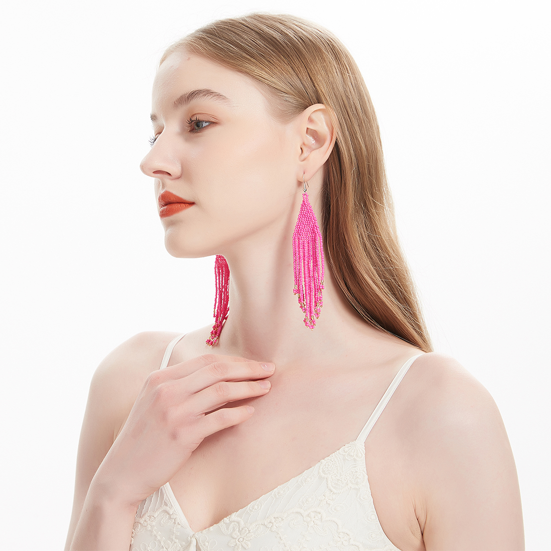 hotpink beaded earrings (3)
