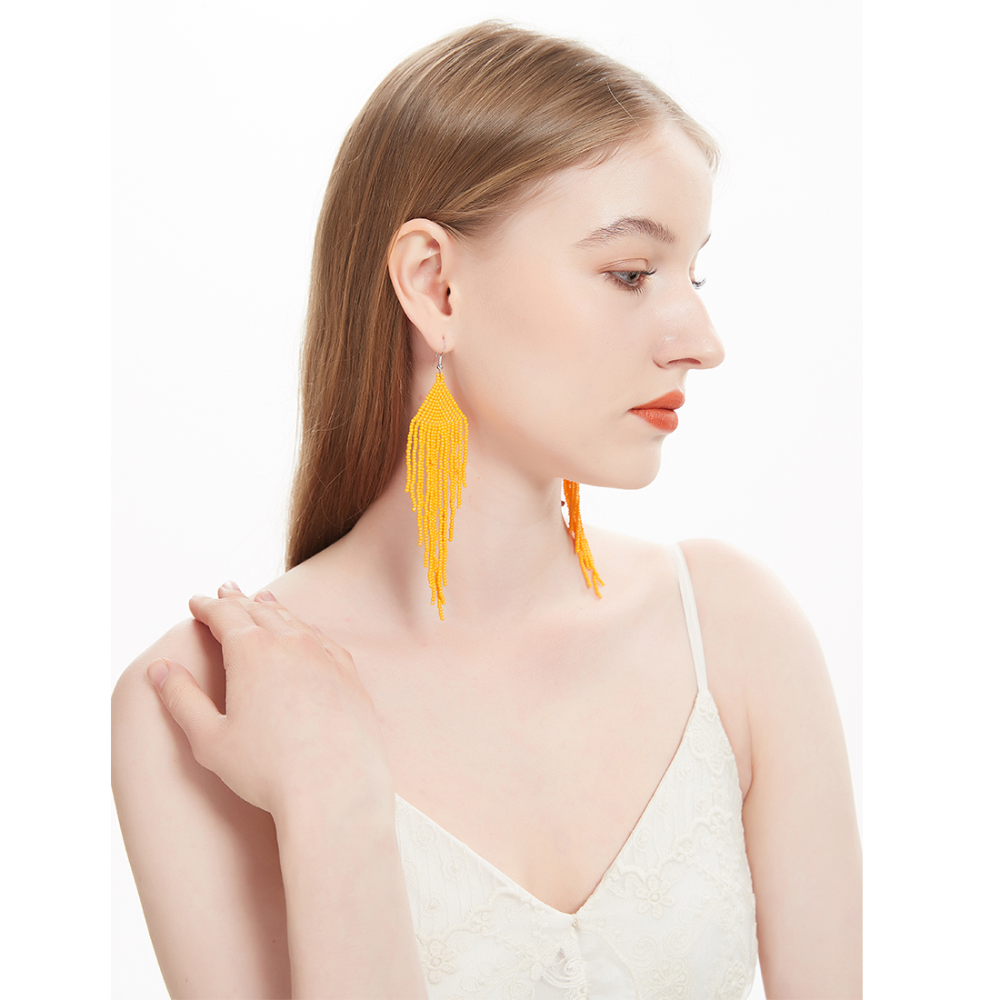 orange beaded earrings (4)