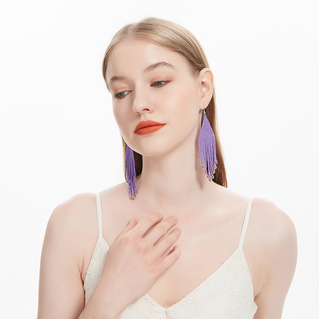 purple beaded earrings (2)