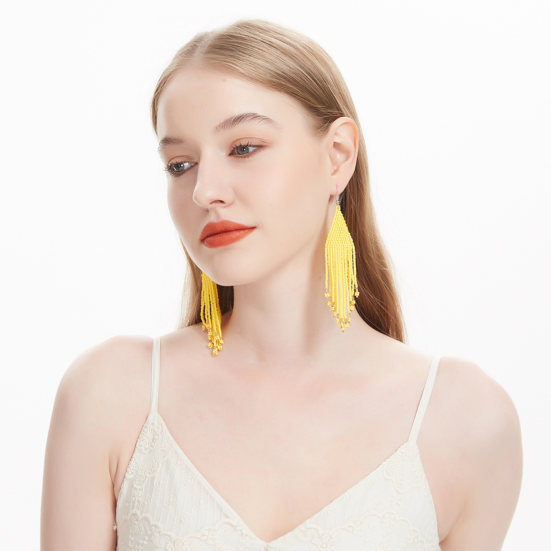 yellow beaded earrings (3)
