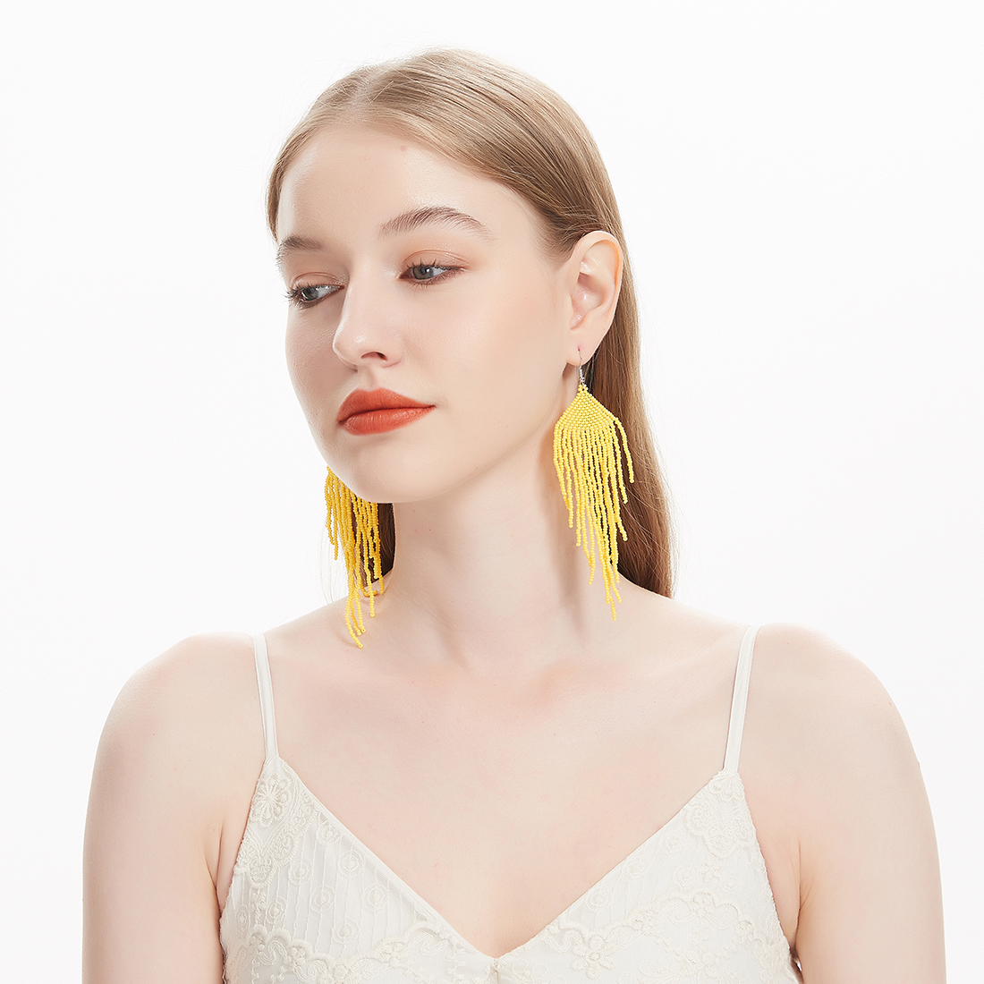 yellow beaded earrings (6)